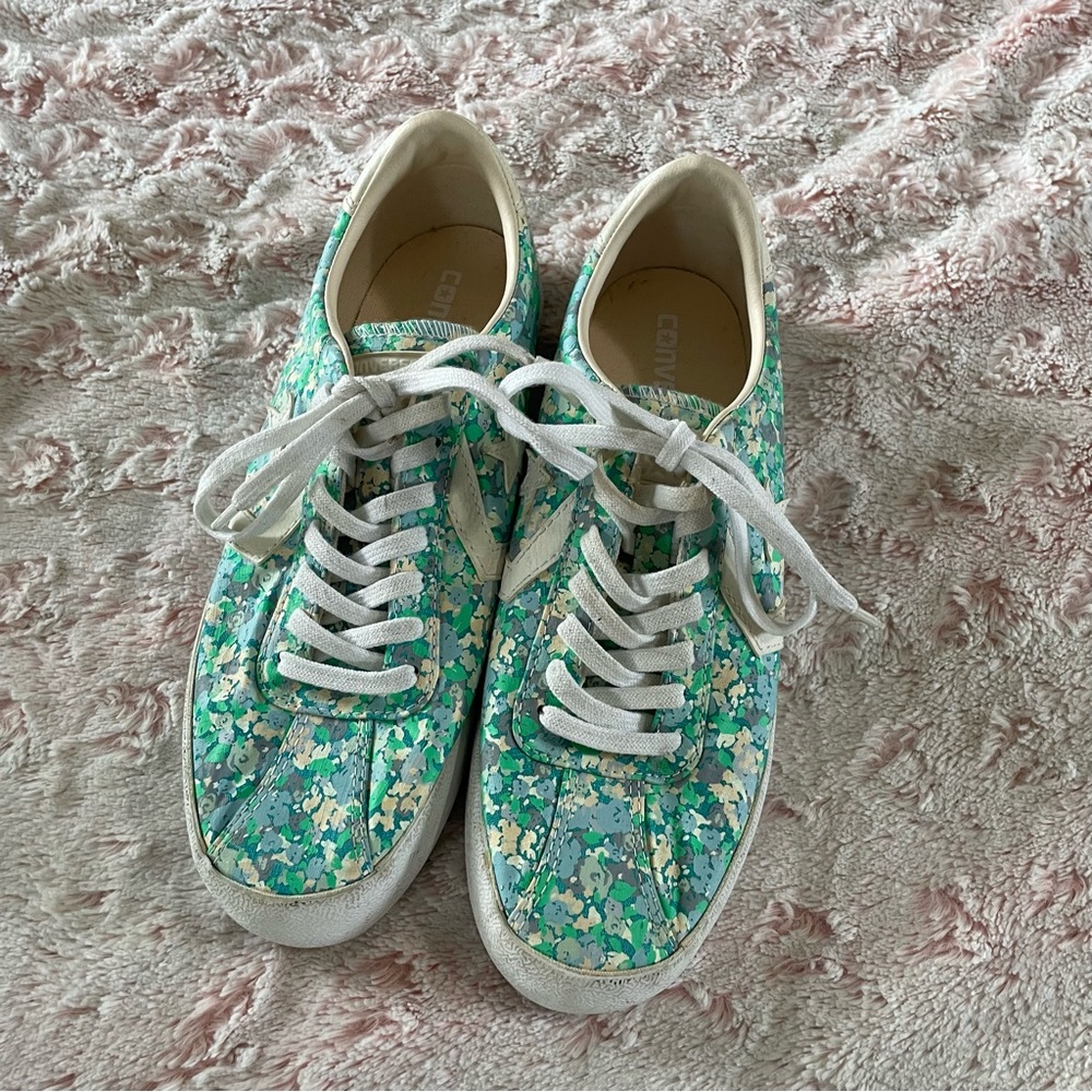 Green Floral Converse Sneakers